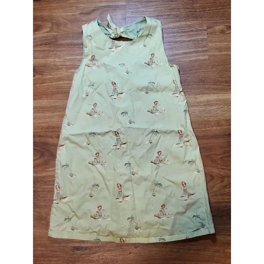 Gymboree Hawaiian Tropical Palm Tree‎ Green Sleeveless Dress Size 7